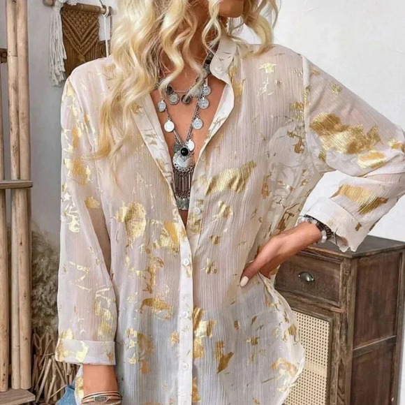 COPY - Ladies' Full PrintedLong Sleeve Shirt - Picture 3 of 5